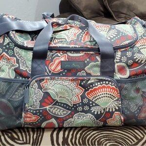 Vera Bradley Floral Travel Bag - Blue and Red